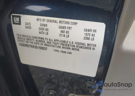 2003 Cadillac Cts Standard из США, поврежденный, VIN 1G6DM57NX30168837